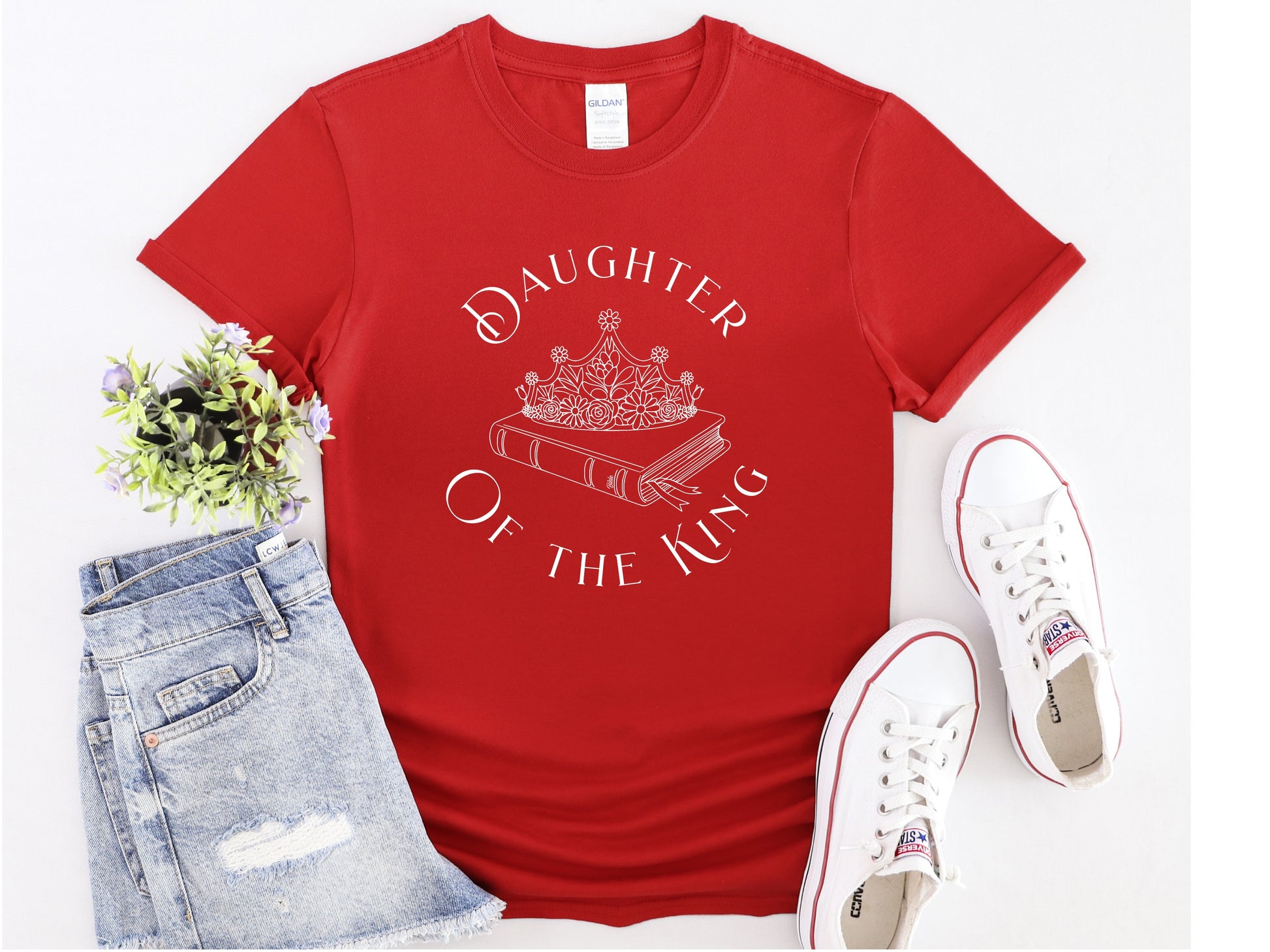 Womans Daughter Of The King Christian T-Shirt Front Red