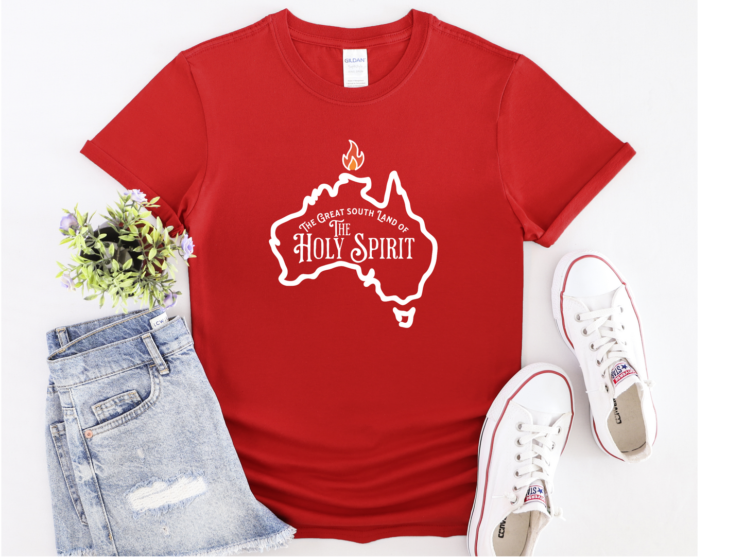 Womans Great South Land T-Shirt Front Red