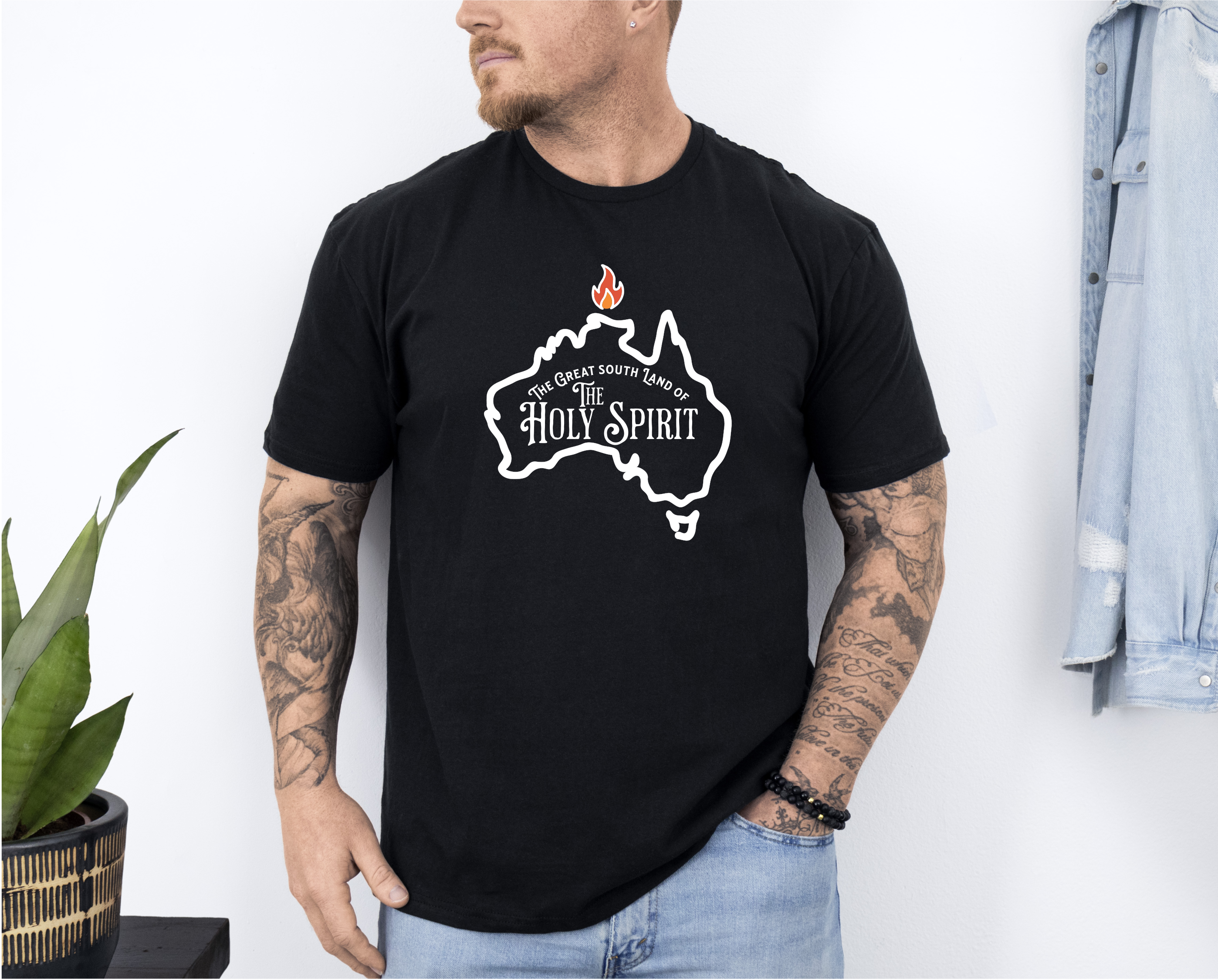 Men Great South Land T-Shirt Front Black