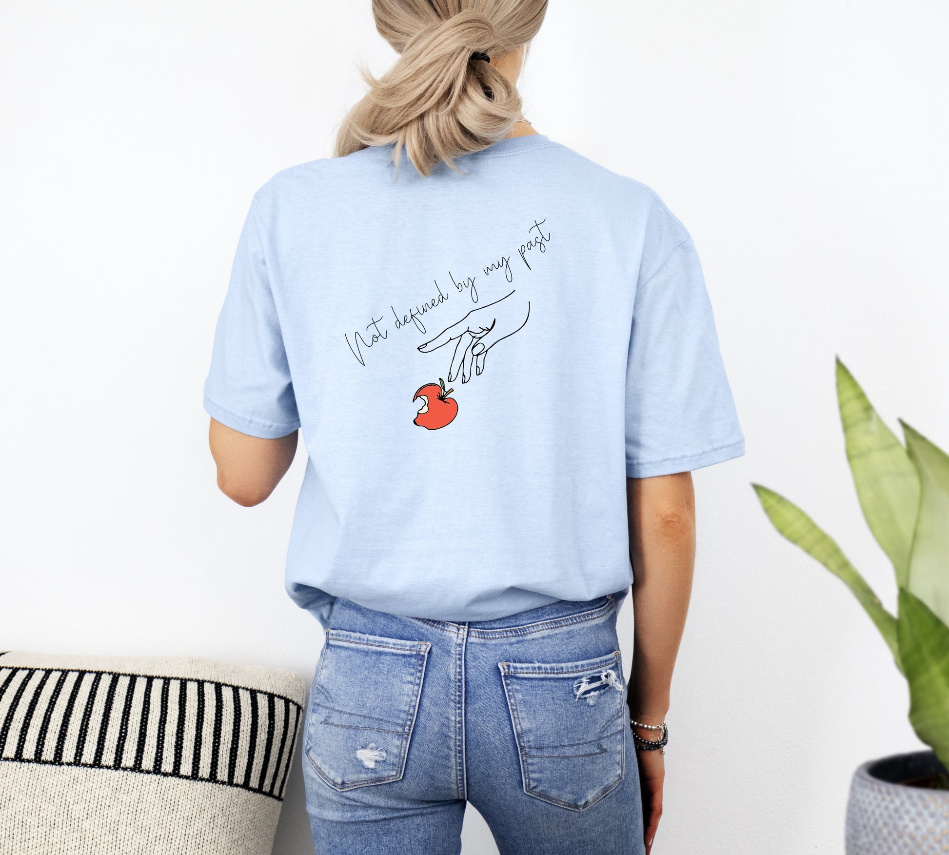 Womans Redeemed T-Shirt Back Light Blue