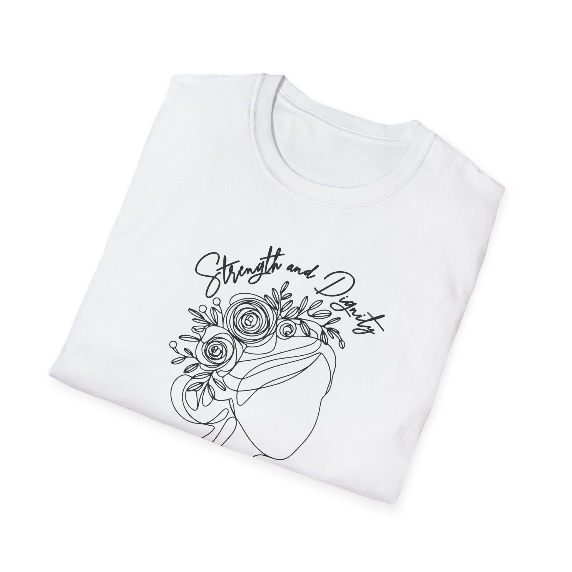 Womans Strength Dignity-T-Shirt Front folded White