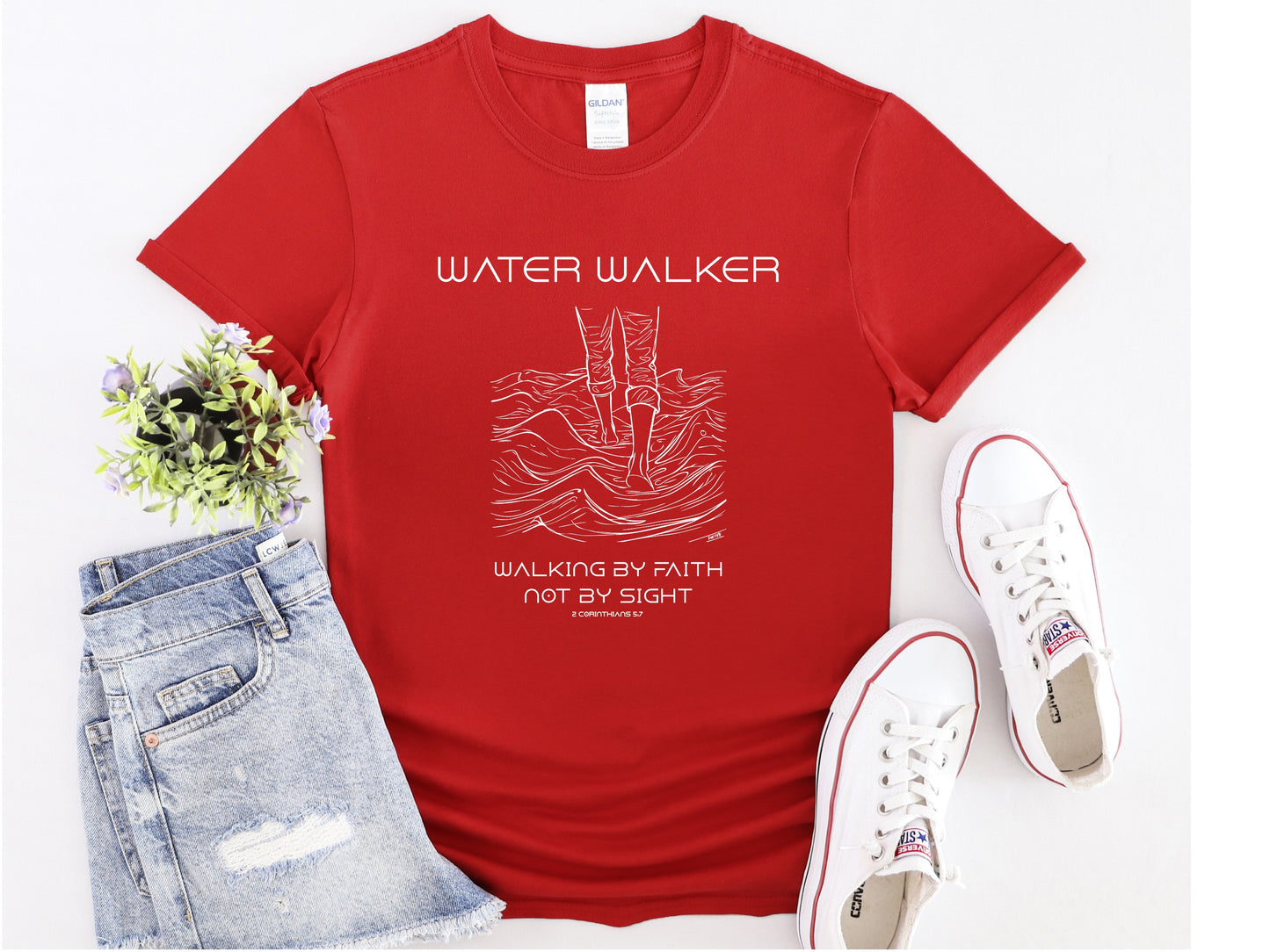 Womans Water Walker T-Shirt Front Red