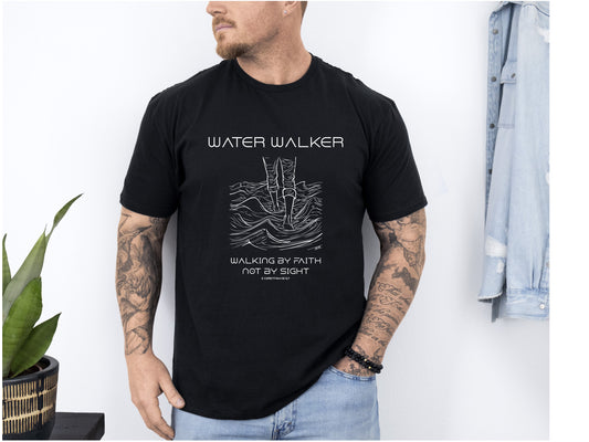 Men Water Walker T-Shirt Front Black